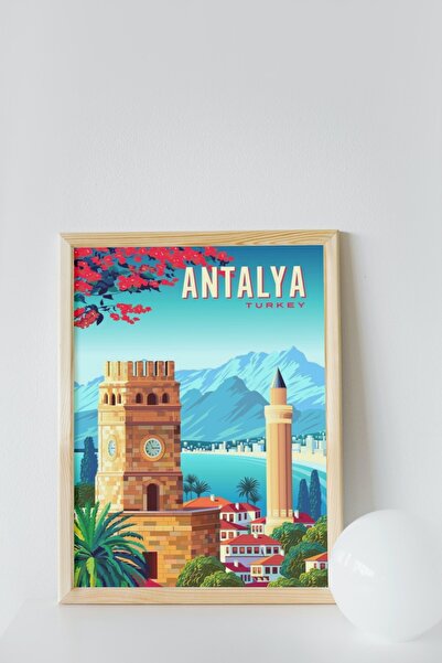caddehediye ÇERÇEVELİ DOĞAL Ahşap Tablo ANTALYA AHŞAP Değiştirilebilir Görsel...