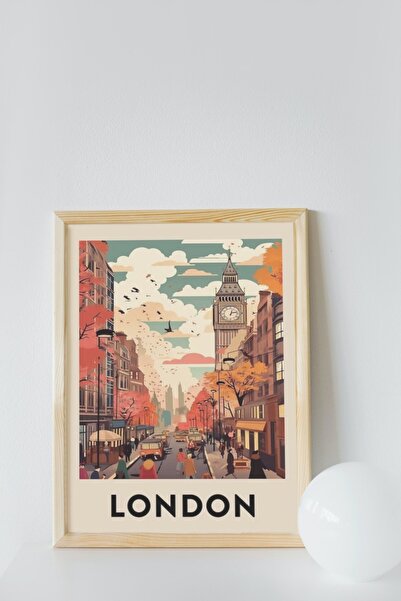 caddehediye ÇERÇEVELİ DOĞAL Ahşap Tablo LONDON AHŞAP Değiştirilebilir Görsel-...