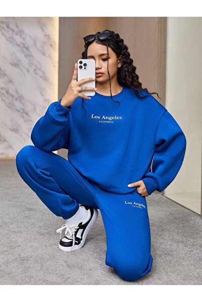 BEETON طقم بدلة رياضية لوس أنجلوس كاليفورنيا للجنسين سويت شيرت رياضي ساكس أزر...