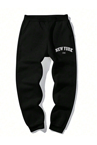 BEETON 199X Sweatpants Jogger - Μαύρο εμπριμέ λαστιχένιο πόδι ψηλόμεσο