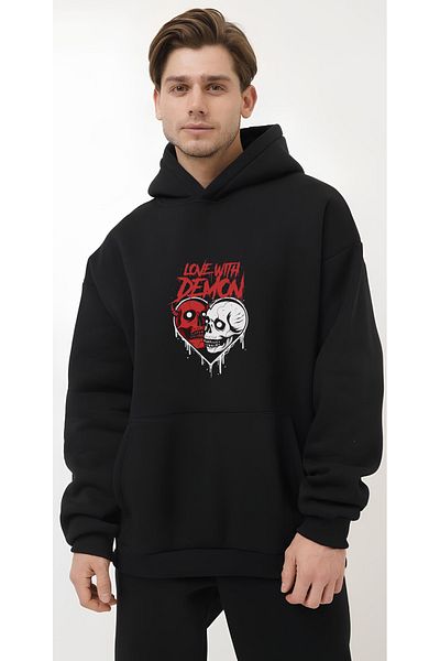 Edizen Φούτερ με κουκούλα από 100% βαμβάκι, Special Love With Demon 2024 Oversize