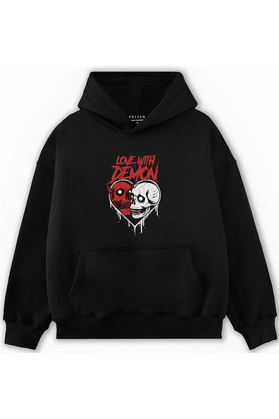 Edizen Φούτερ με κουκούλα από 100% βαμβάκι, Special Love With Demon 2024 Oversize
