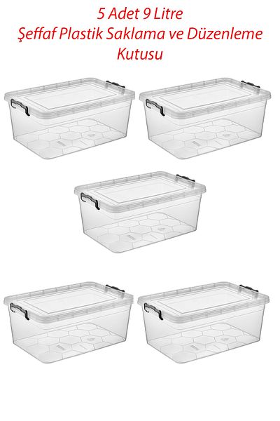 RNL04 5 Pieces 9 Liter Honeycomb Transparent Storage Box - 1141_04_3