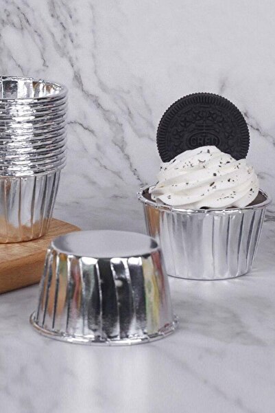 Trend Hediye Sepeti 25-Piece Silver Muffin Mold Cupcake Mold Cake Capsule