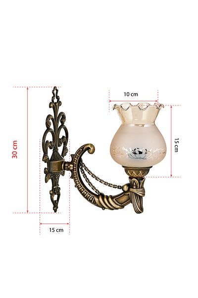 DEDE SINGLE ANTIQUED CADENA SCONCE WITH MATTE HONEY COLOR GLASS