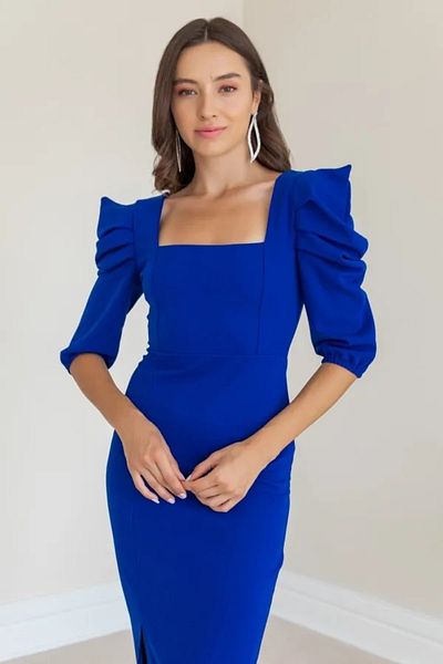 vuvutasarım Rochie de seară și absolvire cu mânecă scurtă, lungime midi, țesătură elastică cu gât pătrat 026