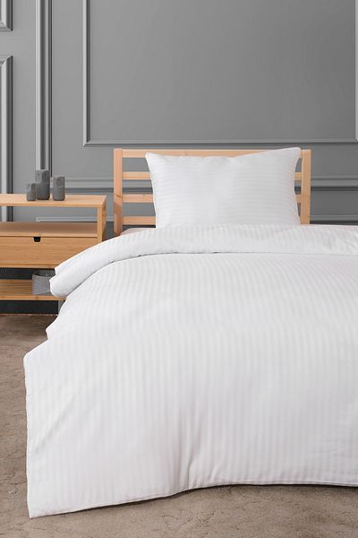 MEYN COLLECTİON SATIN SINGLE PERSON STRIPED Duvet Cover Set