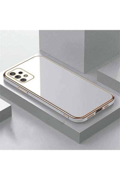 Rivor Samsung Galaxy A52 Uyumlu Kılıf Parlak Kenarlı Altın Işlemeli Kamera Ko...