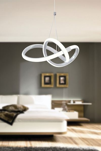 Trend Kitchen ثريا فيستينا الحديثة المعلقة بالكروم باللون الأبيض مع إضاءة LED للغرفة المعيشة، المطبخ، الغرفة، الصالة.