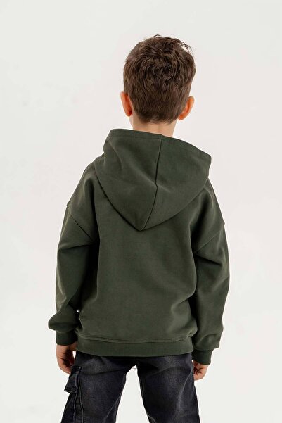 Gold Class Kidswear Φούτερ για αγόρι με κουκούλα με φερμουάρ με λεπτομέρειες με τρεις κλωστές