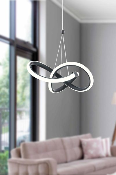 Trend Kitchen Festina Modern Black Pendant Led Chandelier with White Power Led for Living Room, Kitchen, Room, Hall Lighting