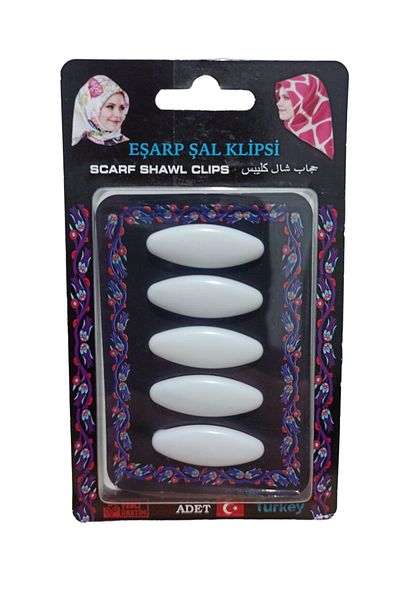 Melodi Scarf 5 Pieces Safety Drop Scarf Shawl Turban Needle White