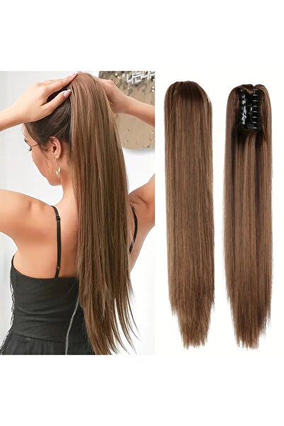 AKOLİFE Права коса с клипс - 75 см - текстура на естествена коса