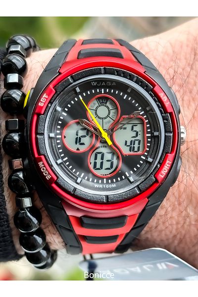 Jaga Red Silicone Band Waterproof Wristwatch