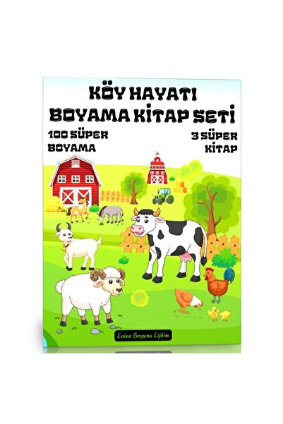 Enine Boyuna Eğitim Village Life Coloring Book Set (3 Super Books)