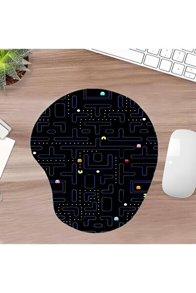 UcuruStore PACMAN Mouse Pad oval cu suport pentru încheietura mâinii