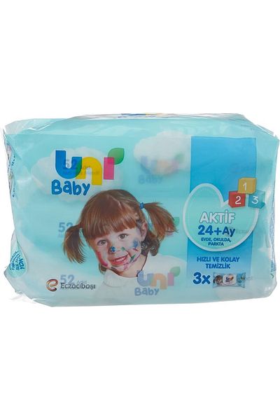 Uni Baby 3X52 Wet Wipes - Active 24+Month (12 Pcs)