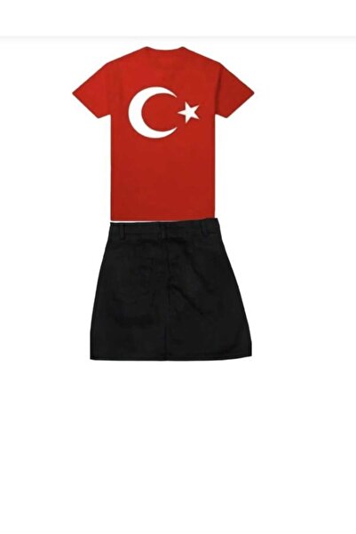 MaviMoure Дівчача коротка футболка з принтом Ататюрка, лляна спідниця, компле...