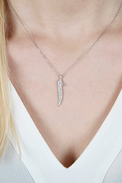 Afrodit Silver Elif Harfli Kadın Gümüş Kolye