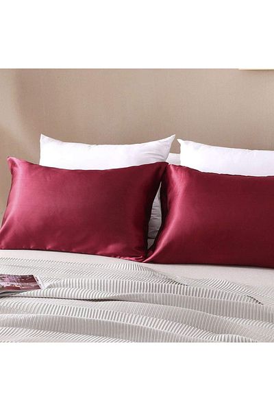 ANT HOME TEKS ANT SPECIAL Silk Textured Satin 50x70 Cm Pillow Case Anti-Sweat Odorless Curly Hair Claret Red 2 Pieces