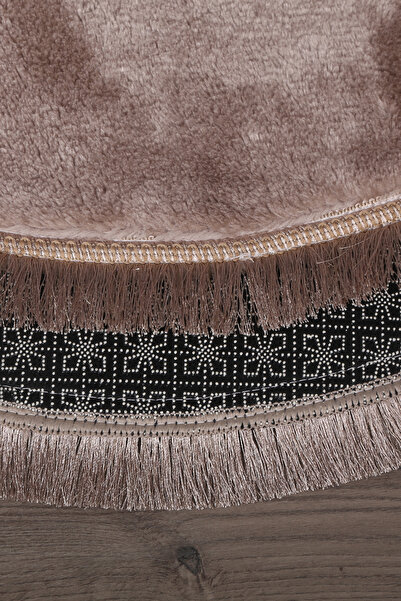 ELVİRAHOME Relax Brown Oval Sports Fringed Runner Machine Washable Non-Slip Base Post Plush Carpet