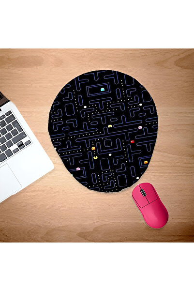 UcuruStore PACMAN Mouse Pad oval cu suport pentru încheietura mâinii