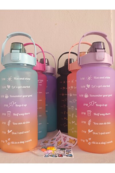 RENGARENK 2 Lt Motivational Water Bottle, Tritan Gym Water Bottle, Water Bottle with Straw and Stecker