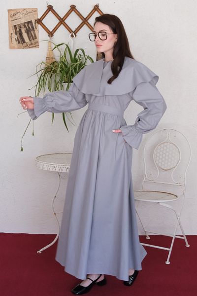 Ceylan Otantik Gray Wide Collar Dress