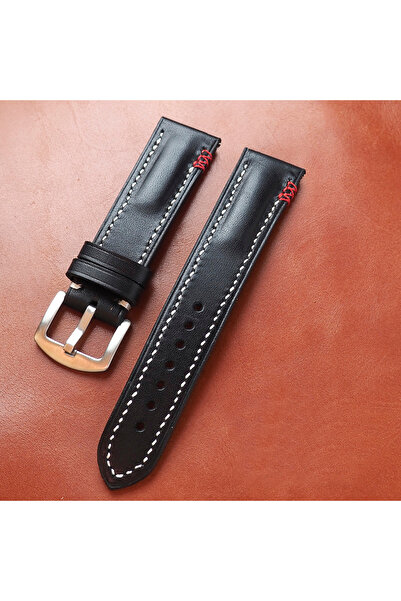 Ventum سلك مصنوع يدويًا من الجلد الطبيعي باللون الأسود مقاس 18 مم