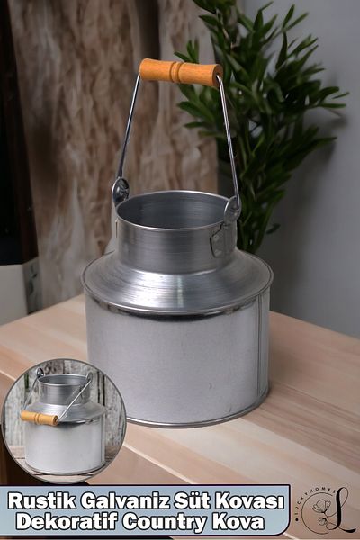 LUCKYHOMES Nămol de lapte mic galvanizat din inox - stil rustic, 11x18 cm, decorativ