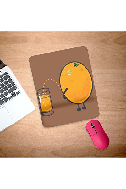 UcuruStore Komik Portakal Bilek Destekli Dikdörtgen Mouse Pad