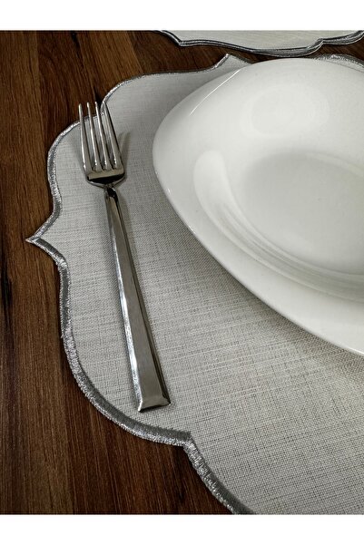 NURHAN HOME COLLECTION 2 Τεμάχια Ασημένιο Κεντημένο Αμερικάνικο Σέρβις