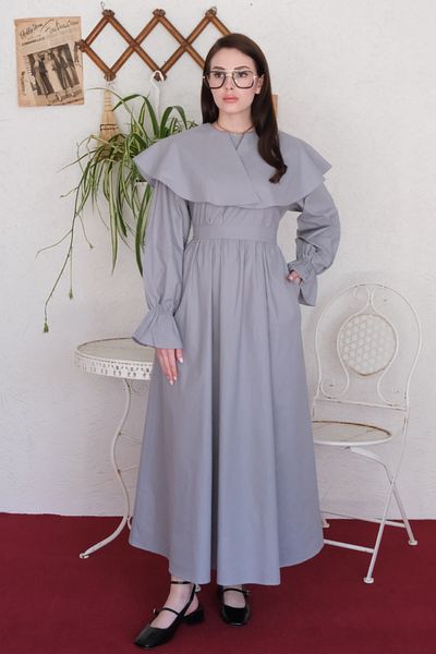 Ceylan Otantik Gray Wide Collar Dress