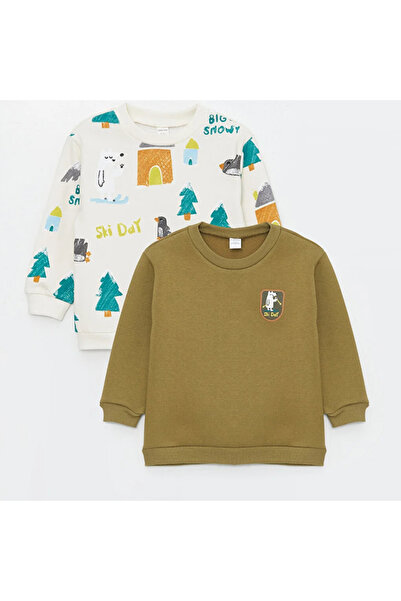 LC Waikiki LCW Бебешка велосипедна блуза с дълъг ръкав и принт на врата за момчета, 2 броя в пакет