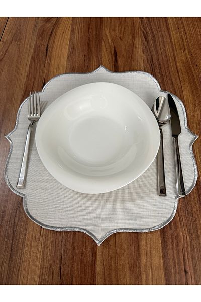 NURHAN HOME COLLECTION 2 Τεμάχια Ασημένιο Κεντημένο Αμερικάνικο Σέρβις