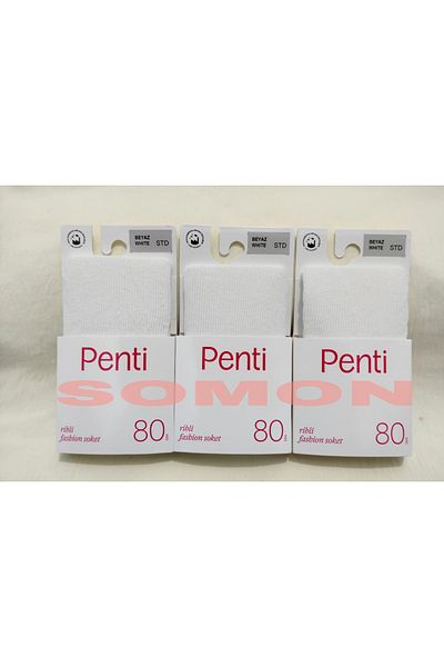 Penti Чифт от 3 бели ребрени чорапи