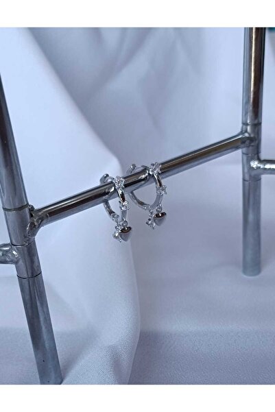 Sunland Silver Taşlı Sallantılı Çelik Küpe