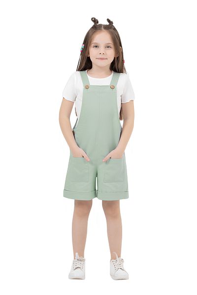 DMB BOYS & GIRLS Çaren Kids- 100% Cotton Girl's Gabardine Double Pocket Shorts Salopet (Body Not Included)