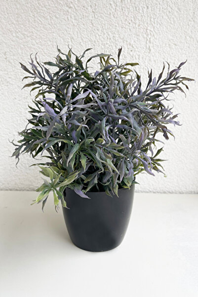 Meran Yapay Çiçek Siyah Plastik Saksılı Yapay Bitki Ağaç