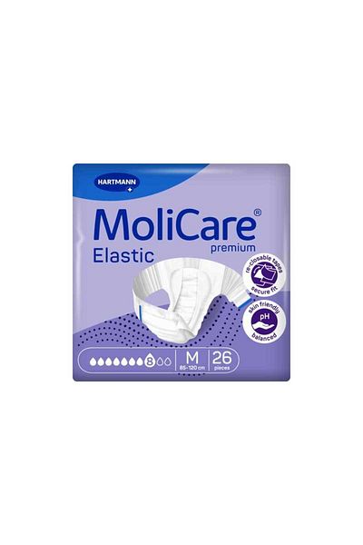 MOLICARE 8 Drops 3144 Gr Suction Capacity Waistband Patient Diapers Medium 26 Pieces