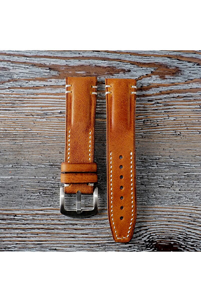 Ventum سلك مصنوع يدويًا من الجلد الطبيعي مقاس 21 مم بلون أسمر