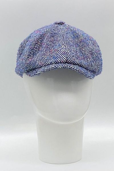 Hoppe Winter Blue Peaky Blınders Genuine Scottish Harris Tweed 8 Panel Cap Hat