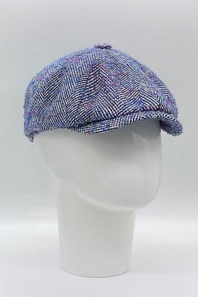 Hoppe Winter Blue Peaky Blınders Genuine Scottish Harris Tweed 8 Panel Cap Hat