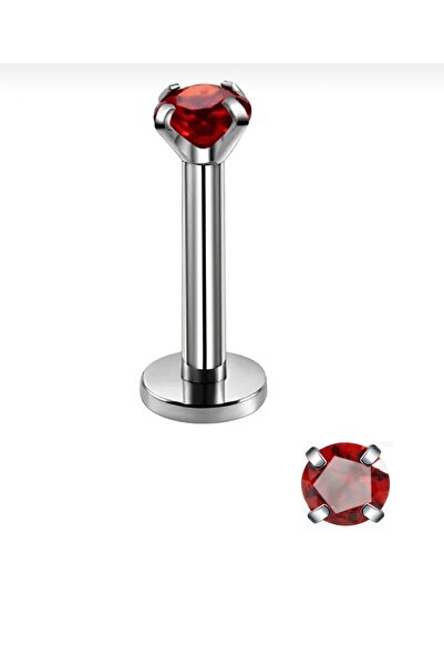 BY DİLEK ÇETİN ACCESSORY Cerrahi Çelik kırmızı renkli tek taş kıkırdak helix ...