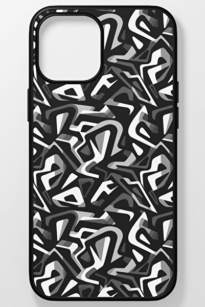 Black Minimalist Modern Kırılmaz (Temperli) Cam Sert Plastik iPhone 15 Telefon Kılıfı