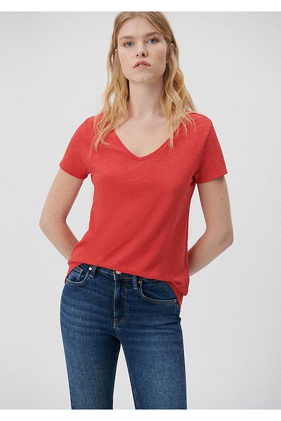 Mavi V Neck Red Basic T-Shirt Slim Fit / Slim Fit 168260-30734