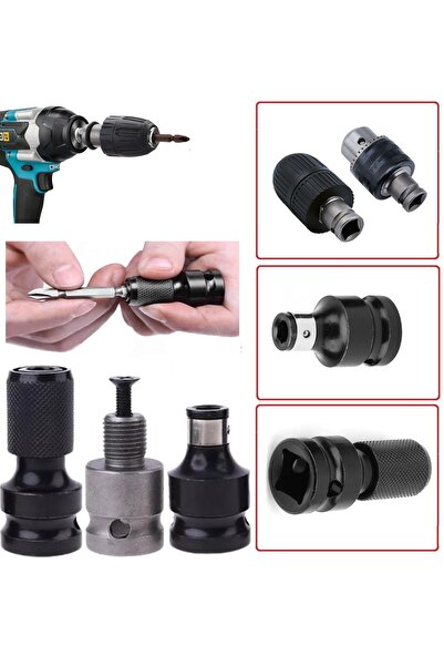 Depolife 1/2 Matkap Chuck Mandren Adaptör Somun Sökme Makinesini Hex Bits Vidalamaya Dönüştürme Aparat Seti