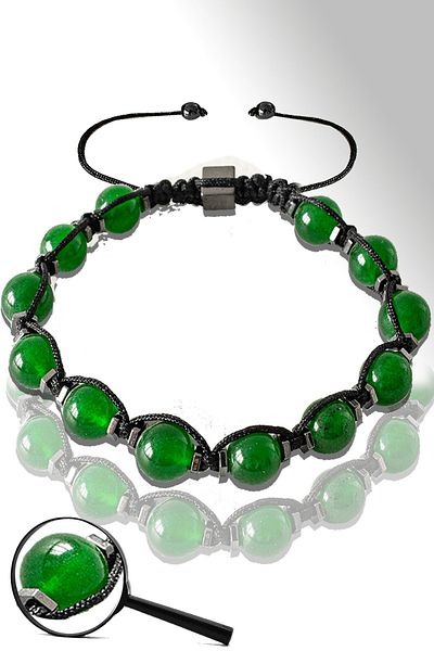 Tesbih Atölyesi Certified Macrame Hematite Jade Bracelet - Adjustable