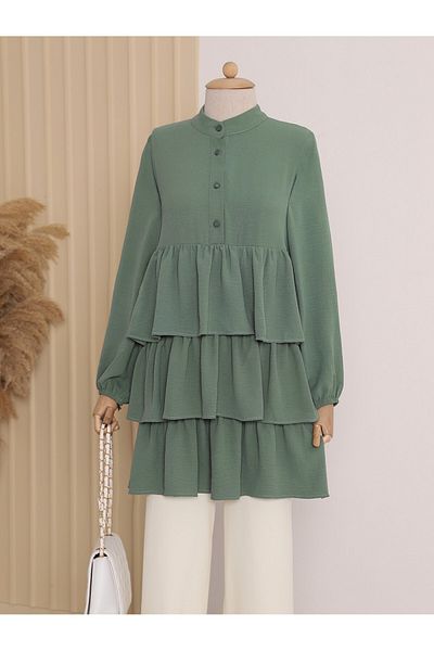 Modamorfo Half Buttoned 3 Layer Ayrobin Tunic