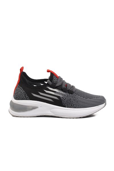 WALKWAY Pantofi sport pentru copii Ravello-F afumat-negru-roșu cu șireturi ornamentale